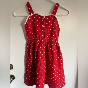 Red Heart-Print Sundress for Girls